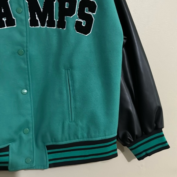 BOMBER CHAMPS GREEN VARSITY WOMEN'S JACKET NWOT - Picture 5 of 7